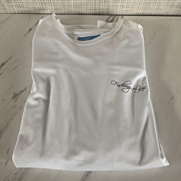 Fishing Life Shirt Mens Size XL White LS Logo Polyester New UPF Sun 50+ BxNN - Picture 4 of 10